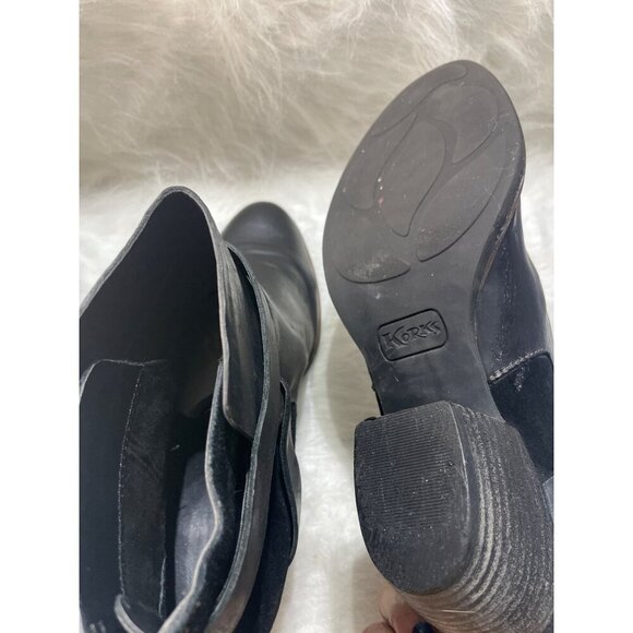 Korks Black Leather & Suede Ankle Boots with Buckle Strap & Zip Closure - Picture 7 of 9